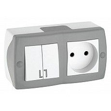 Блок с розеткой и выключателем mono electric octans ip20 104-020001-182